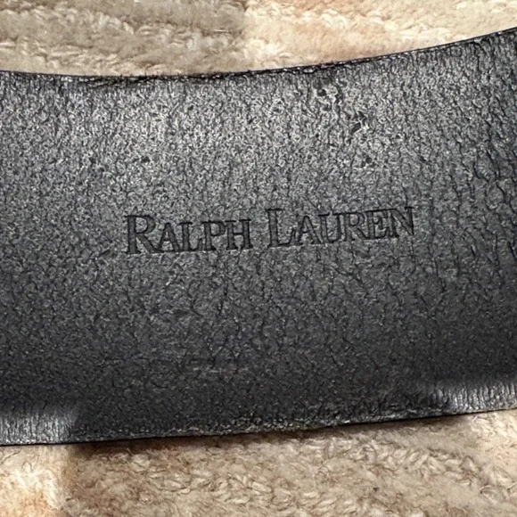 Ralph Lauren Black Leather Belt with Gold Buckles - Picture 4 of 5